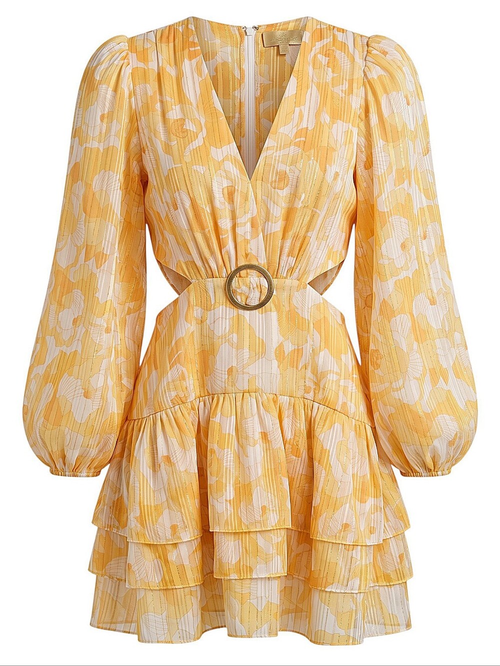 NWT! Ronny Kobo Yellow Long Sleeved Floral Print Dress